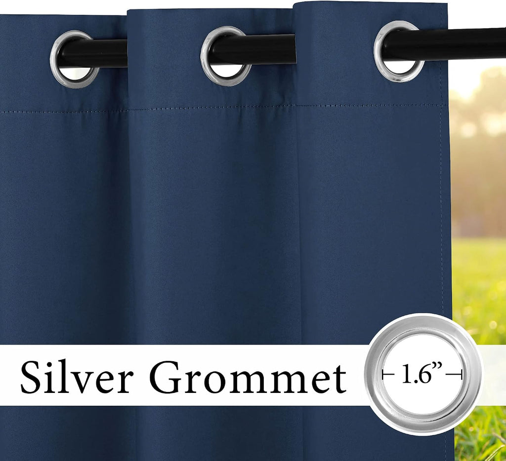 2 Panels Outdoor Curtain Waterproof, UV Rays & Wind Block Curtains for Inside Outside Deck Canopy Divider Backdrop