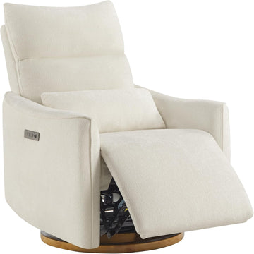 Power Swivel Glider Recliner Chair, Dual Motor Nursery Glider, Cream | Nursery Rocking Chair with Adjustable Power