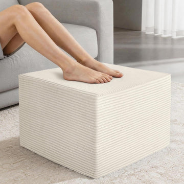 Stuffed Square Pouf Ottoman with Solid Foam Core for Seating