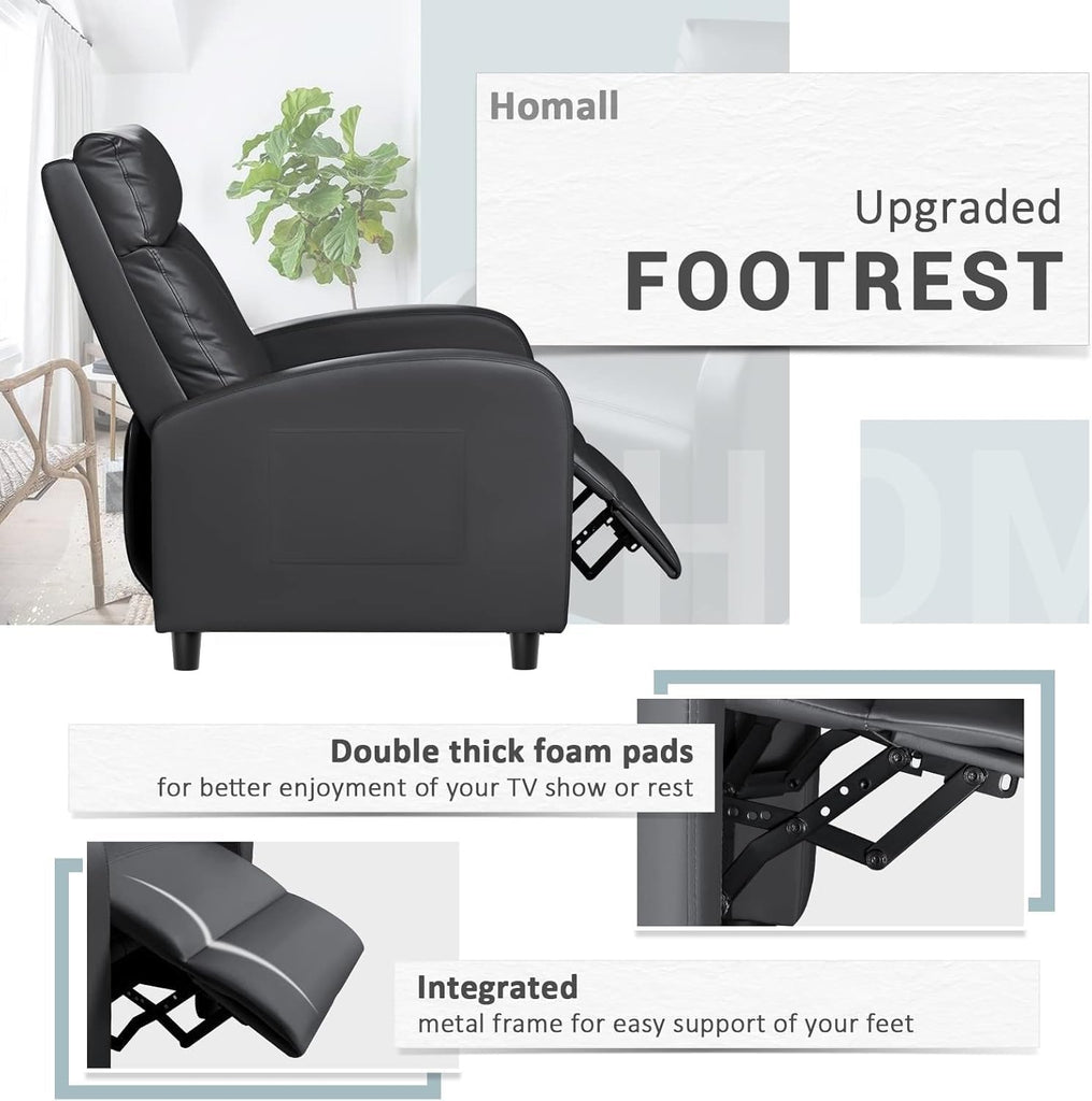 Recliner Chair, Recliner Sofa PU Leather for Adults, Recliners Home Theater Seating with Lumbar Support