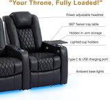 Leather Home Theater Seating Classic Series Dual Power Electric Headrest Game Seats Movie Theater Chairs Theater