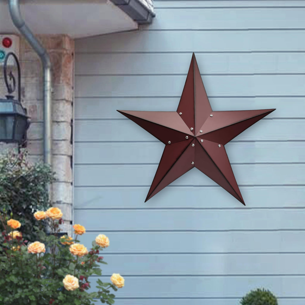 24" Rustic Metal Barn Star Wall Decor-Handmade Red Barn Stars Indoor or Outdoor Decoration, Star for Outside Texas
