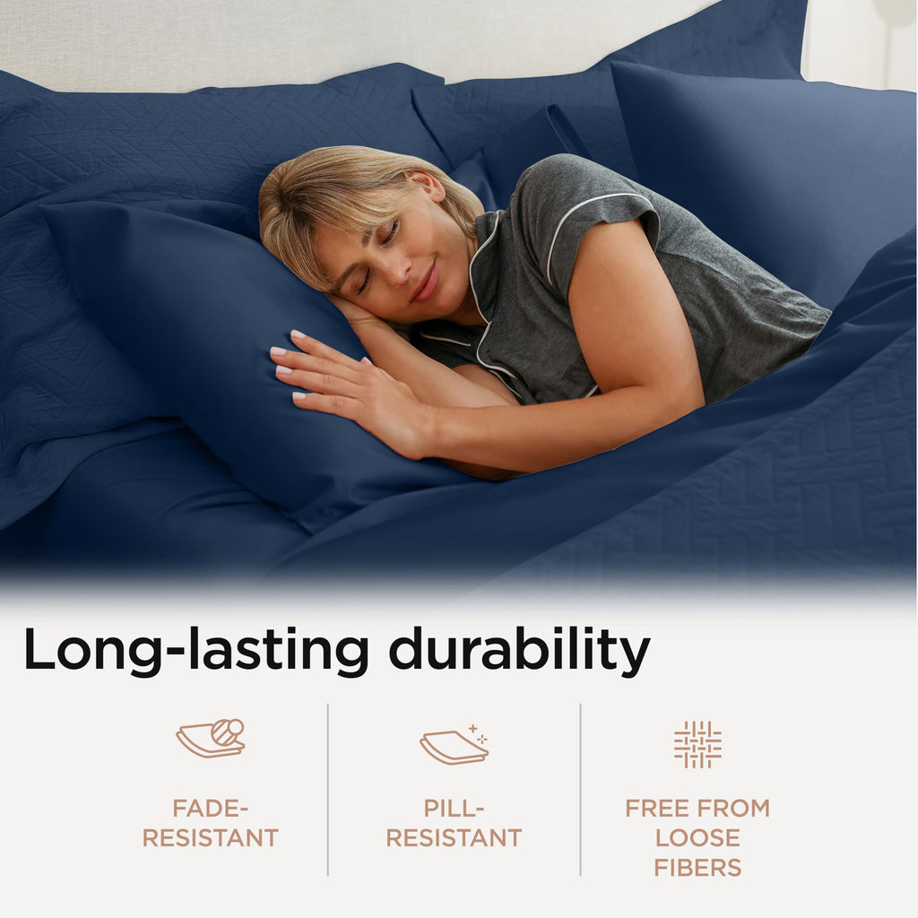 Luxury 800 Thread Count Full Size 100% Cotton Sheets - Folkstone Blue Sateen Weave Bed-Sheets, Better Than Egyptian