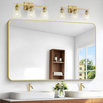 Gold Bathroom Mirror,55x36 inch Wall Mirror Wall Mounted,Round Rectangle Mirror Over Sink,Modern Frame Decor Living