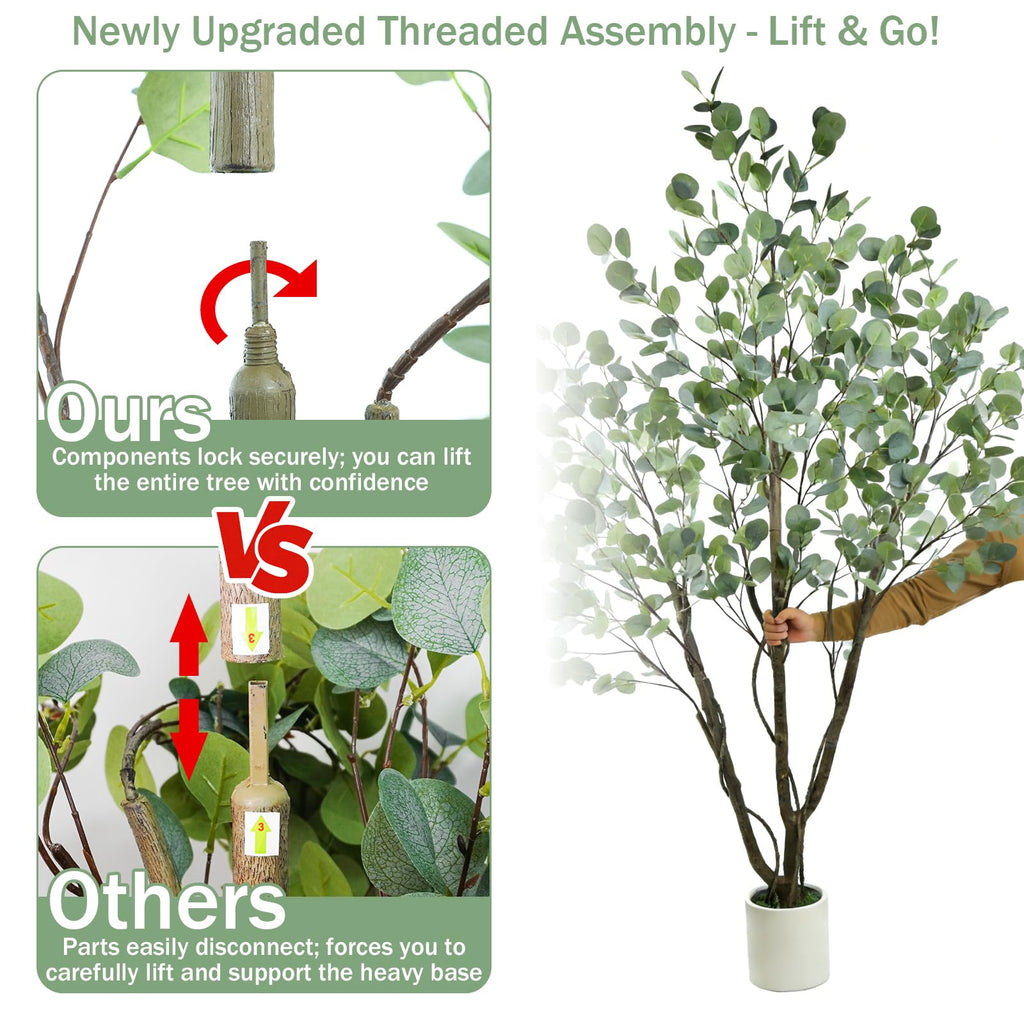 Large Artificial Eucalyptus Tree 6FT, Indoor Outdoor Faux Tree