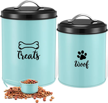 2 Pack Dog Treat Container Metal with Lid