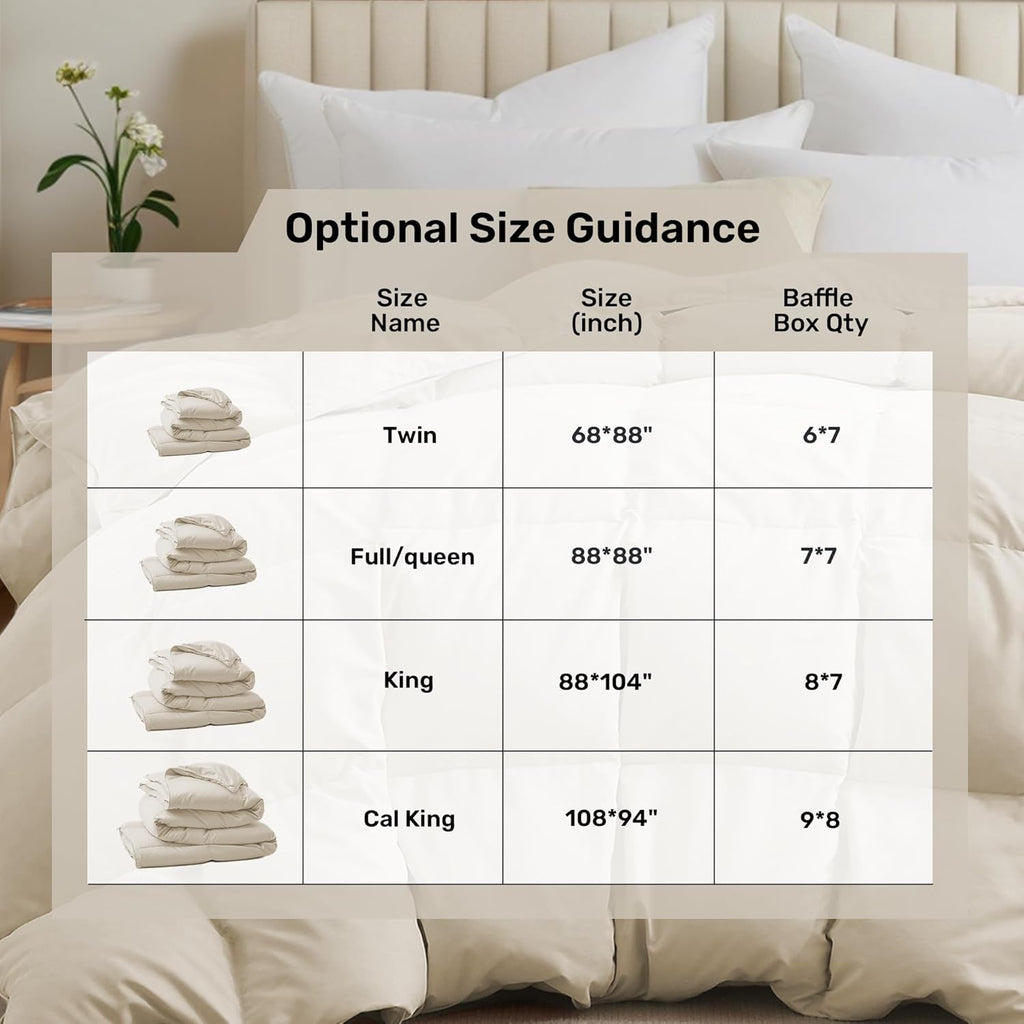 Goose Feather Down Fiber Comforter Queen, All Season Duvet Insert with Soft Downproof Cover