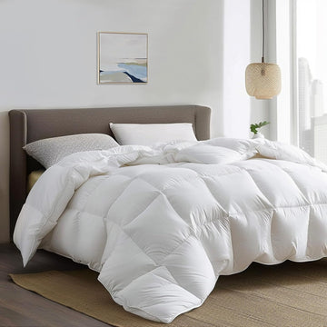 Down Fiber Comforter King-All Season Duvet Insert, Luxury Fluffy Bed Comforter 100% Cotton 300 Thread Count Shell