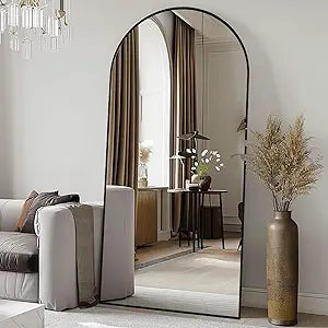 Arched Full Length Mirror, 71"X32" Oversize Full Floor Body Dressing Tempered Mirror with Stand, Aluminum Alloy Frame