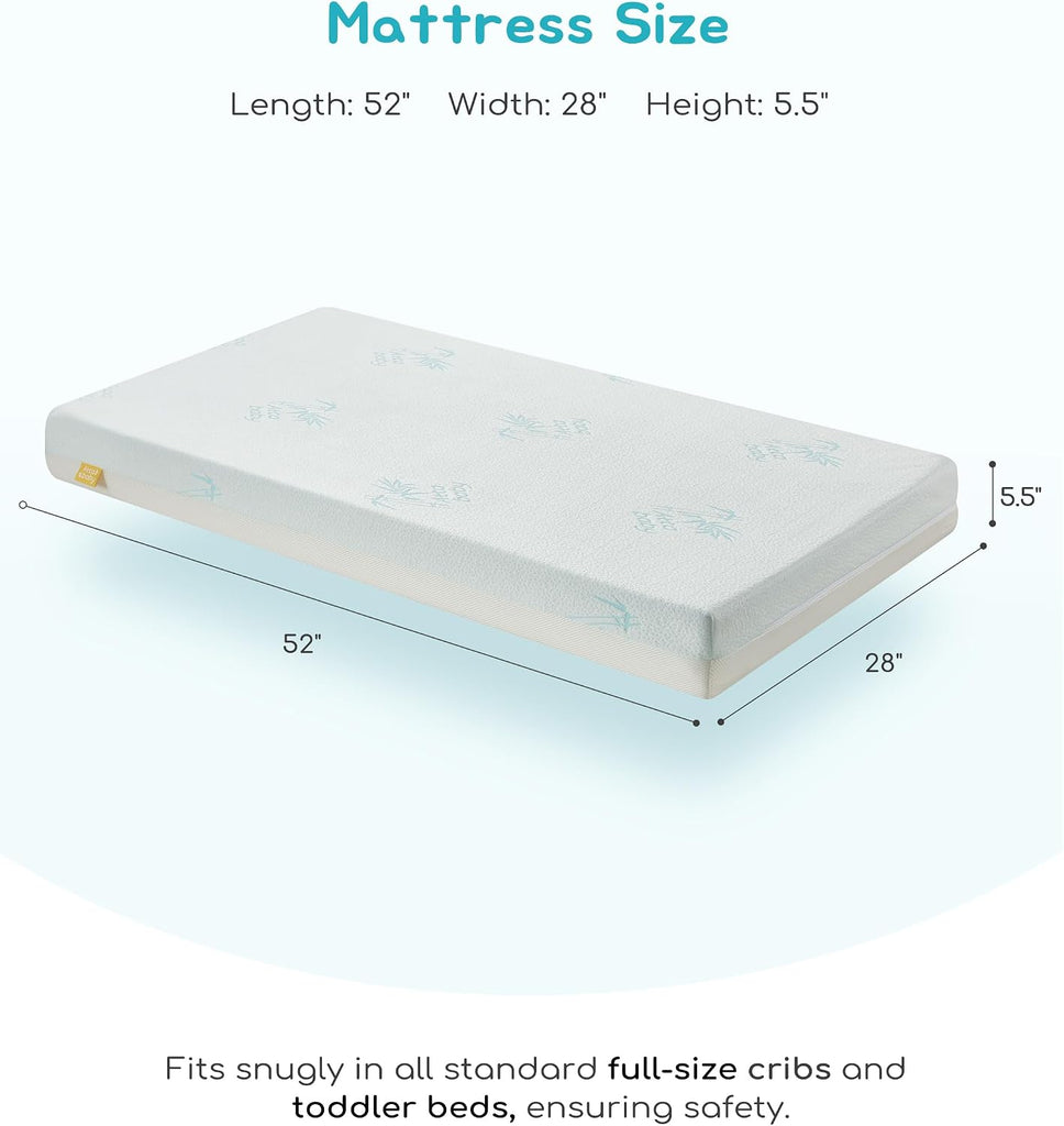 Crib Mattress, Baby Safety Alliance Certified, Dual-Sided Design of Breathable Open Cell & Comfy Memory Foam