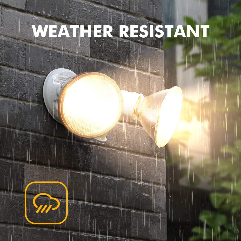 2 Packs 300 Watt Halogen Motion Activated Integrated Dual-Head Floodlight Outdoor, Waterproof Exterior Security Wall