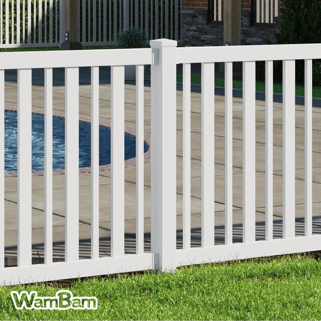 4ft White Vinyl Finishing Post BL19042 | No Dig, Steel Pipe Anchor Kit, Permanent, For Nantucket, Sturbridge, Westport Fence &