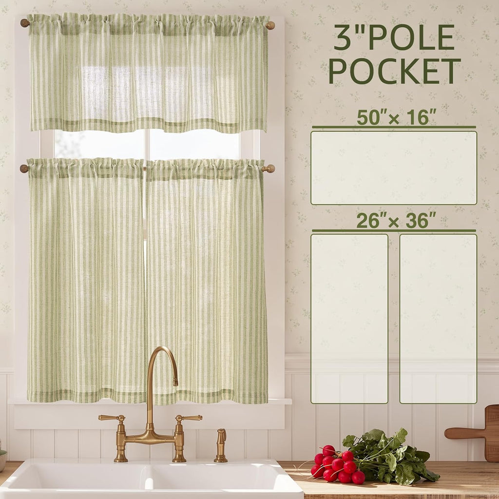 Kitchen Curtains and Valances Set Striped Tier Curtains Ticking Stripe Linen Curtains Pinstripe Cafe Curtains
