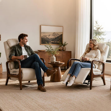 M7 Power Recliner Chair for Adults, Real Leather | Adjustable Lumbar Support & 5-Min Rhythmic Stretch 160° Reclining