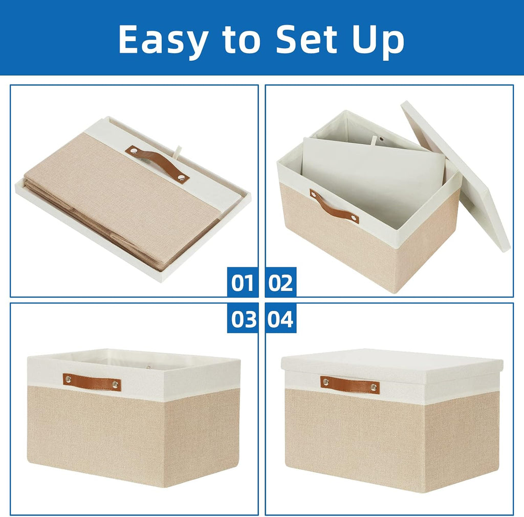 Foldable Storage Bins with Lids, [2-Pack] Large Storage Baskets with Lid, Fabric Storage Bin for Organizing Home