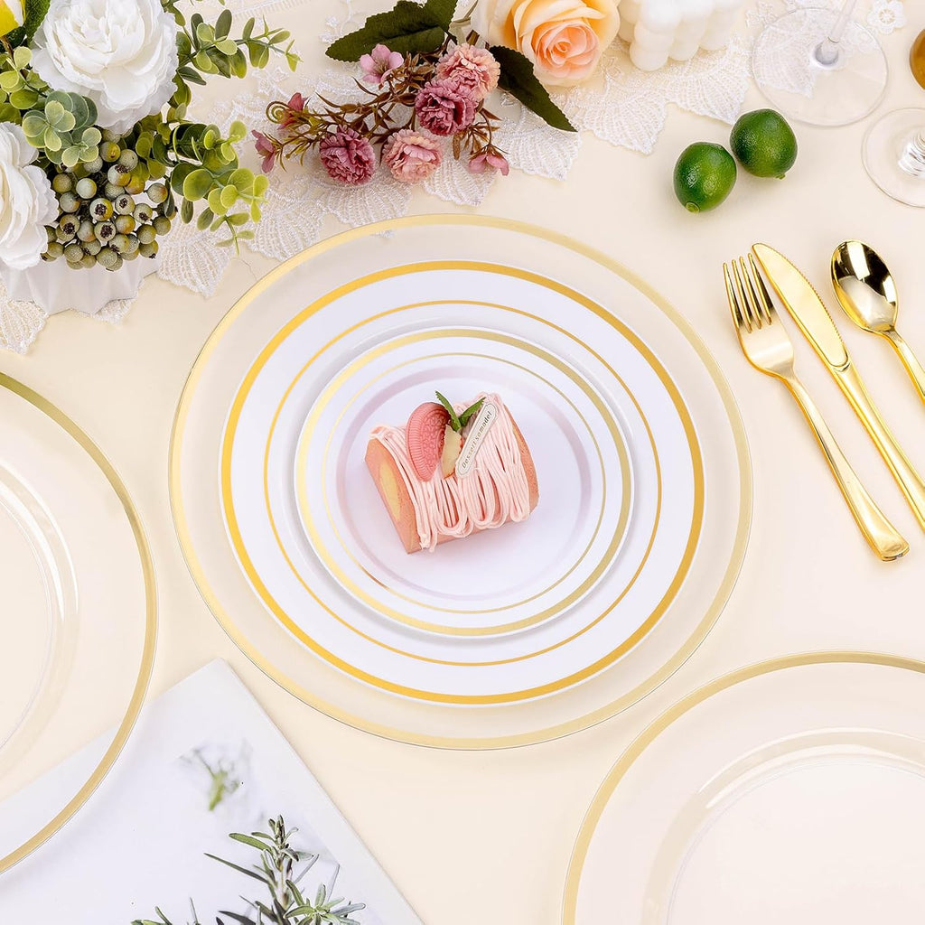 Inch Clear Charger Plates with Gold Rim - Set of 50