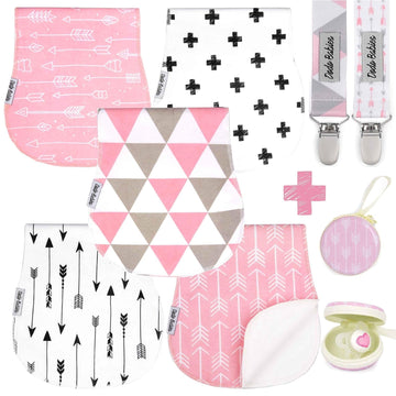 Burp Cloths for Babies - Soft Cotton Front & Fleece Back - Contoured Fit for Newborn Essentials - Pack of 5, 2