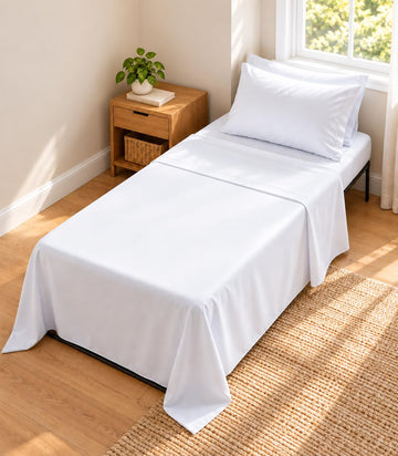 4 PC Cot Sheet Set 33x75, 100% Cotton Fitted Cot Sheet- Perfect for Narrow Twin/Rv Bunk/Camping Cot/Guest Bed