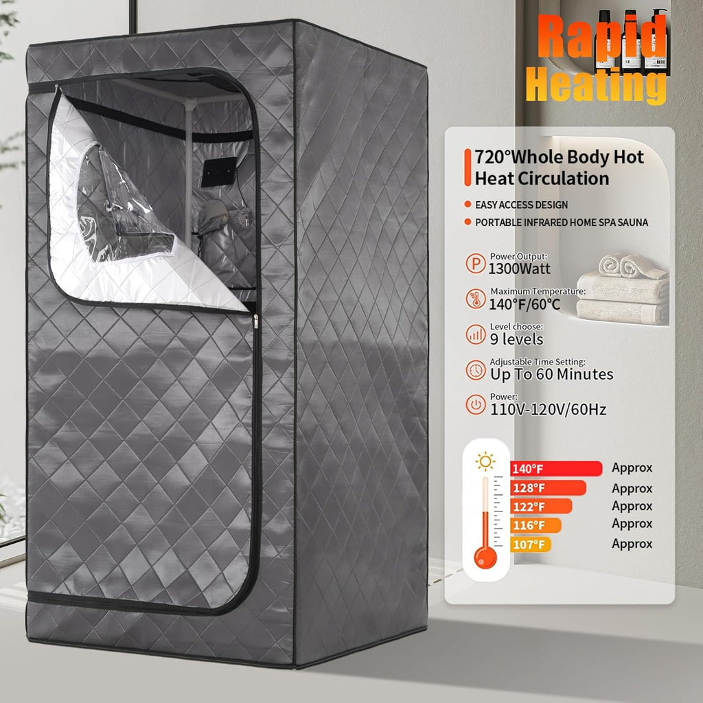 Portable Infrared Sauna for Home Spa | Full Size 1 Person Sauna | Full Body Personal Far Infrared Sauna Tent