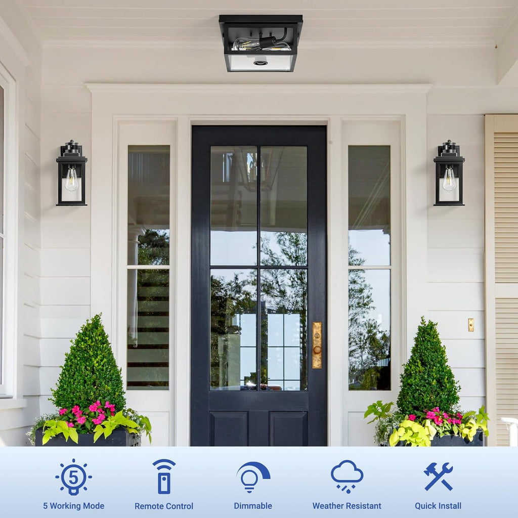 Motion Sensor Outdoor Ceiling Light with Remote Control
