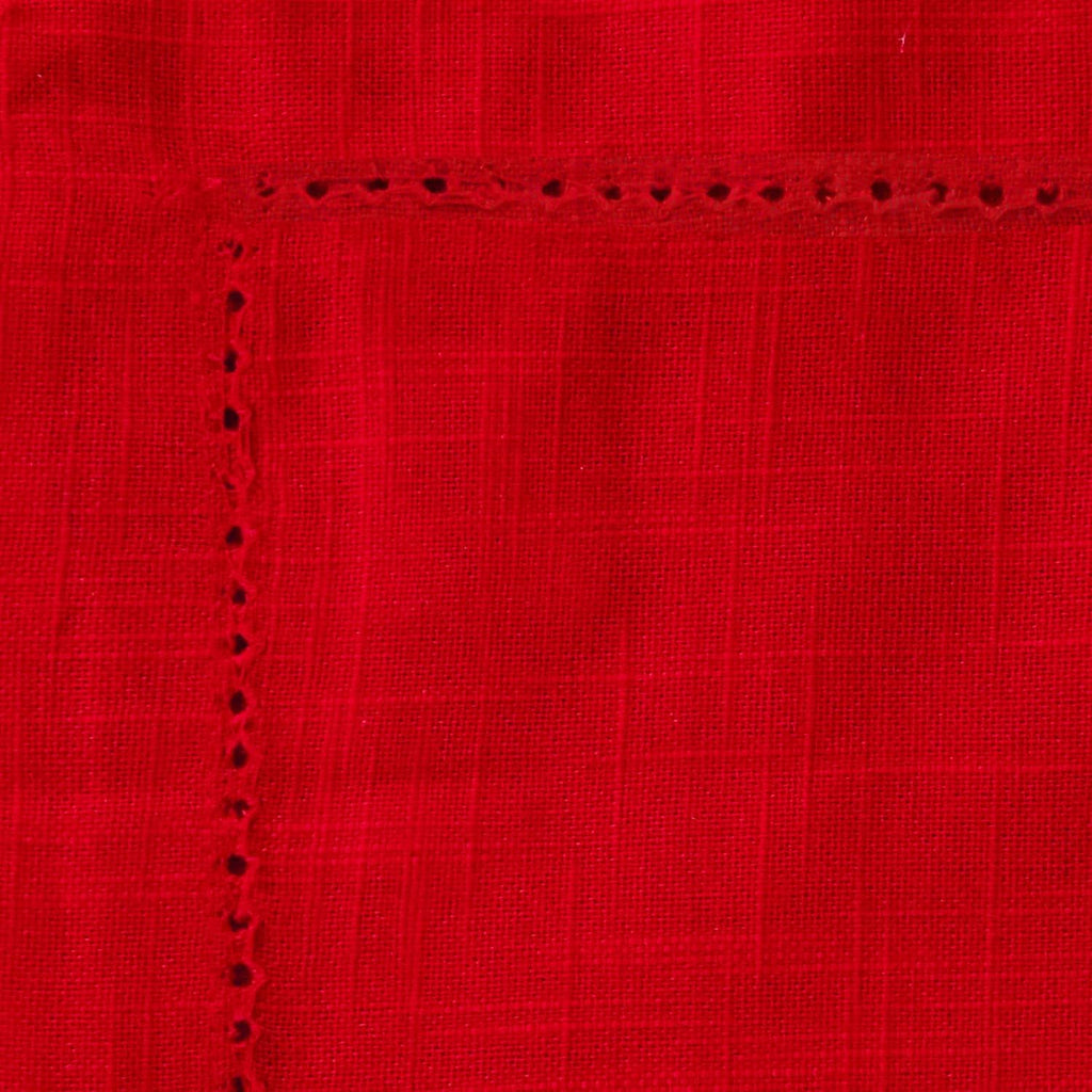 Red Round Tablecloth 60 inch, 100% Cotton, Hemstitch Tablecloths, Farmhouse Tablecloths, Wedding Out