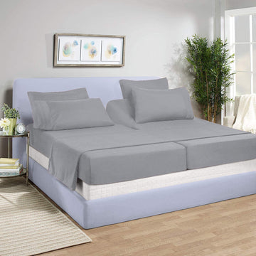 Split California King Sheets Sets for Adjustable Bed, 600 Thread Count Egyptian Cotton Sheets, 5 Piece Split Cal-King