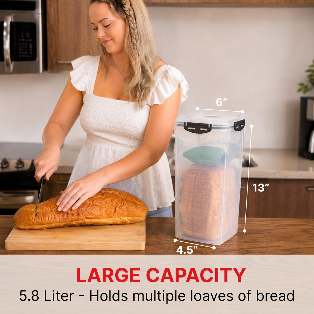 Bread Container, 5.8 L, Airtight BPA-Free Bread Storage Box