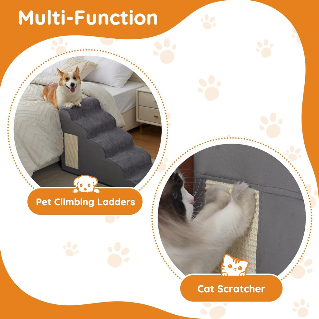 Dog Stairs for Small Dogs, 4-Step Dog Ramp for Bed 19.7" H, Dogs Steps for Bed, Couch