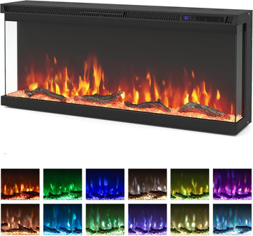 40 Inches 3-Sided Electric Fireplace Insert, 1200W Recessed, Wall-Mount, Freestanding Fire Place with Remote Control
