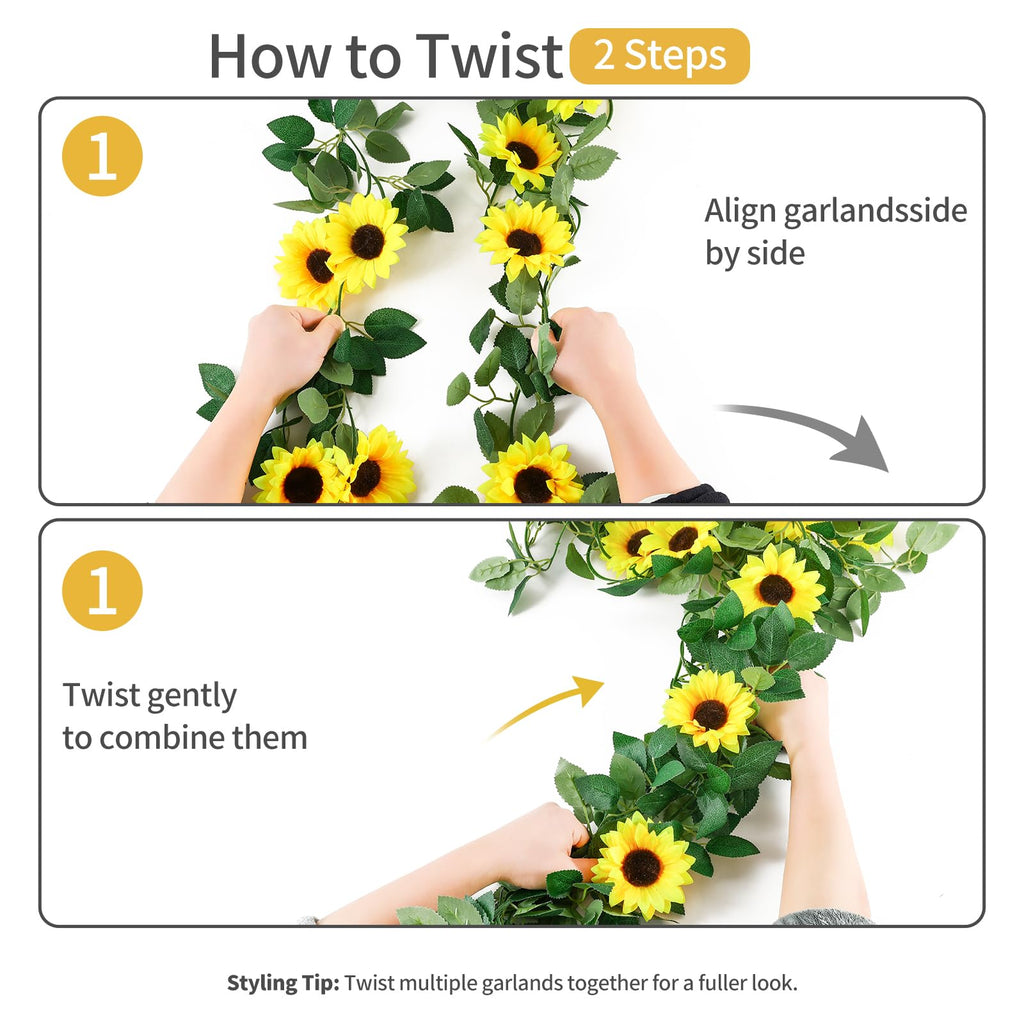 3pcs Artificial Sunflower Garland, Yellow