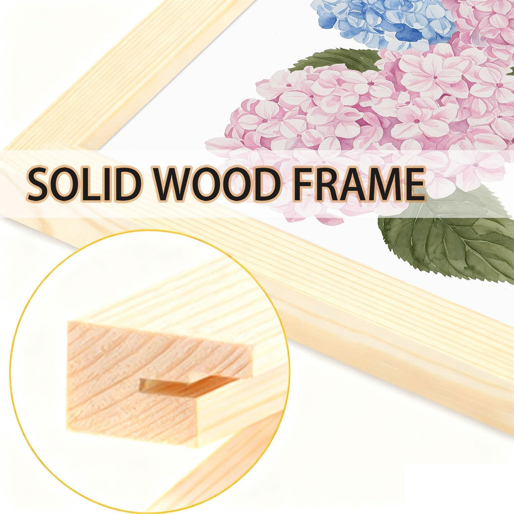 OAK Wood Framed Wall Art Pink And Blue Floral Canvas Wall Art Chinoiserie Flower Pictures Wall Decor Set of 3
