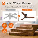 52 inch Ceiling Fans No Lights, Low Profile Ceiling Fan with Remote Control, Flush Mount, Reversible, 3 Wood Blades, 6 Speeds, Noiseless, Black Walnut Ceiling Fan for Indoor/Outdoor Use A103-B0DY7MVX2L
