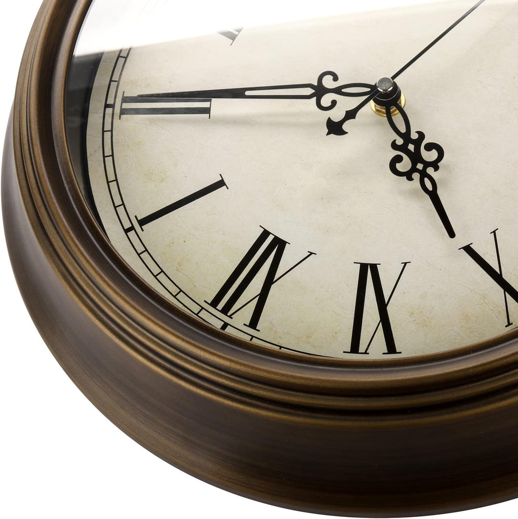 Large Metal Wall Clock, 13'' Non Ticking Classic Retro Silent Iron Clocks Decorative Kitchen Living Room