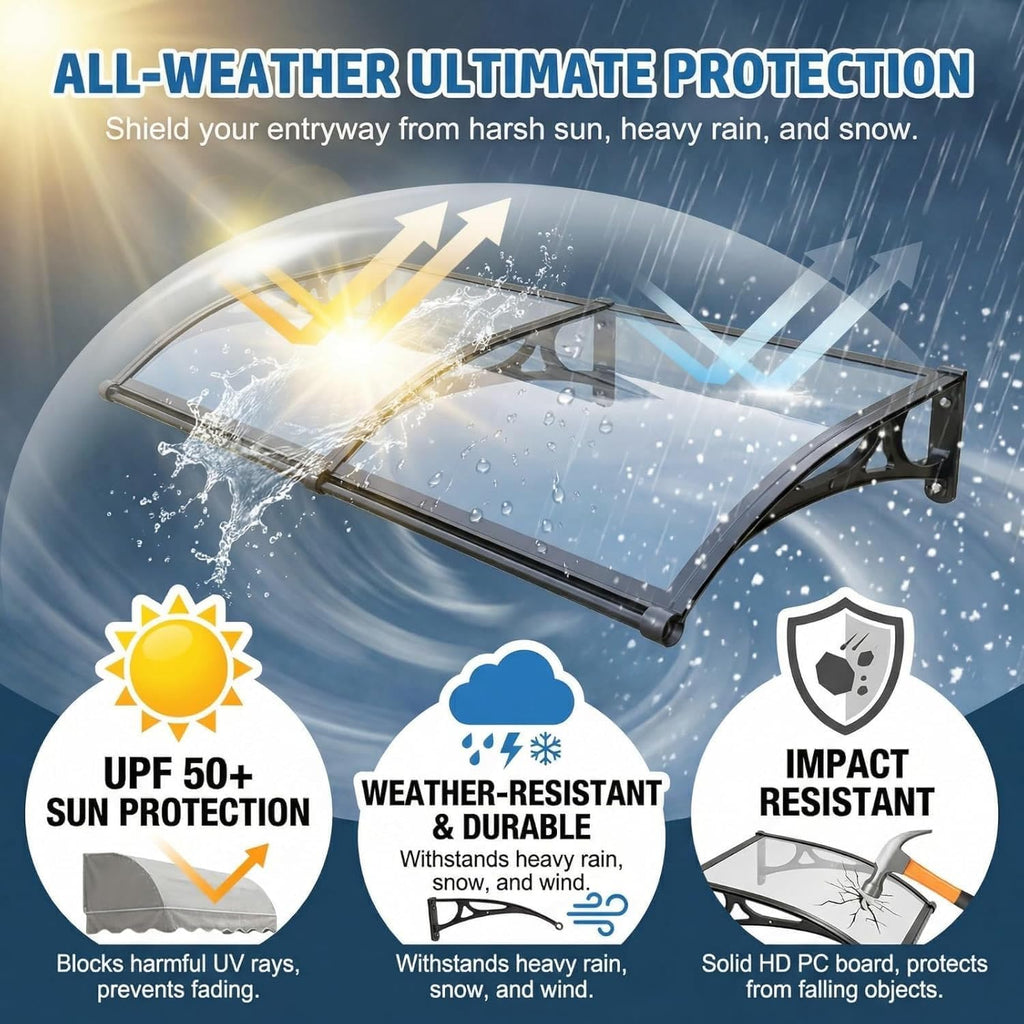Awning for Door Entrance, Awnings for Doors, Window Awnings Exterior Polycarbonate Cover Outdoor Front Door Patio