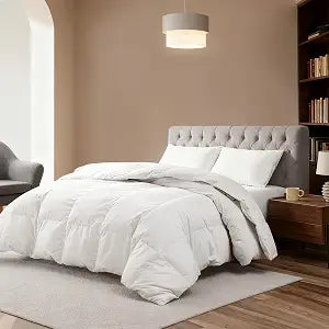 Luxurious Feather and Down Comforter Duvet Insert Twin, 100% Cotton Cover, Hotel Collection Quilts, 44 oz Fill