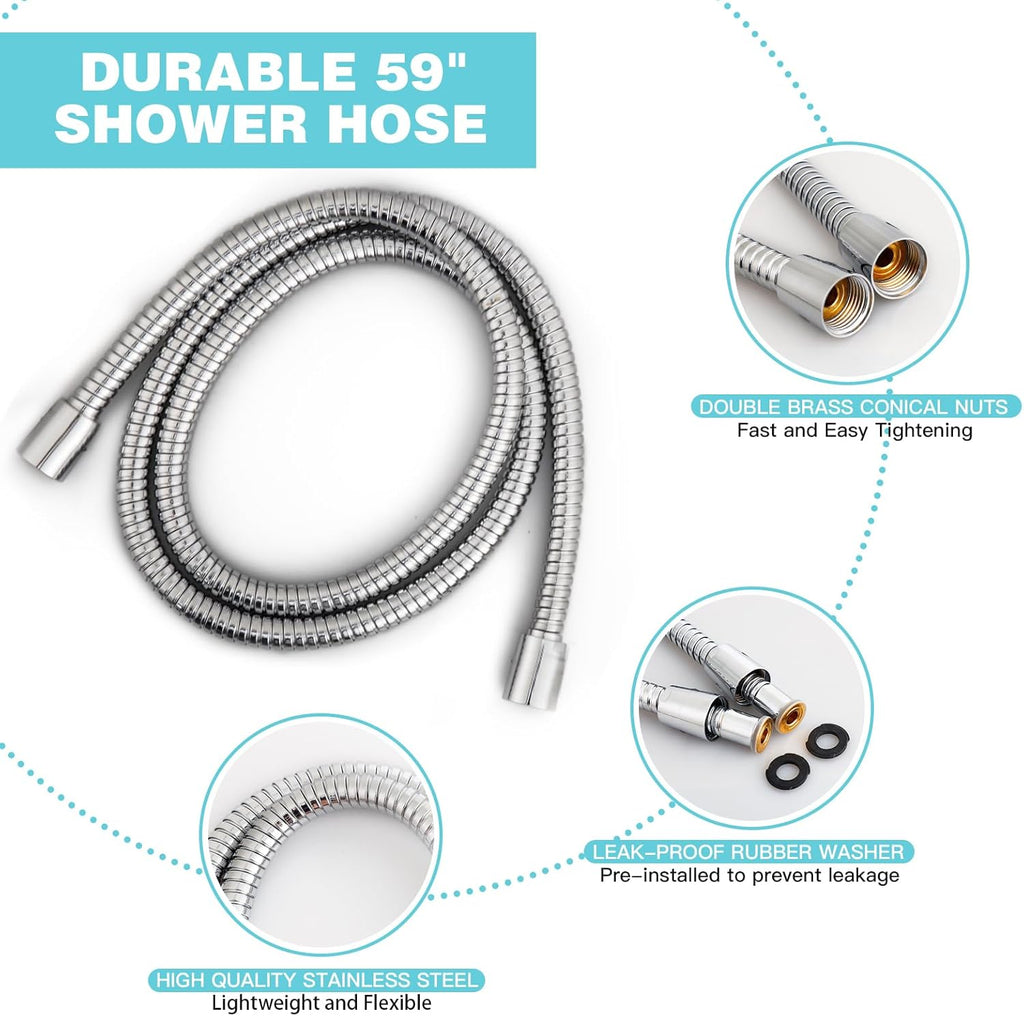 6-Setting Shower Head with Handheld, JDO High Pressure Hand held Shower Head