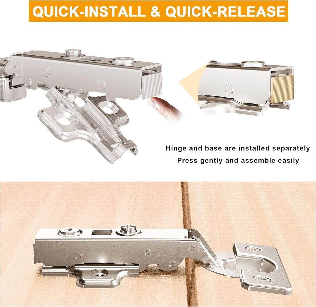 2 Pack 1 Pair Precision-Engineered Frameless Full Overlay Soft Close Cabinet Hinges, European Hinges for Cabinets