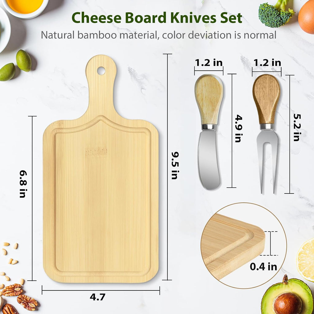 12 Sets Bridal Shower Game Prizes, Mini Charcuterie Boards, Bamboo Wooden | With Knifes Forks, Thank You Tags and