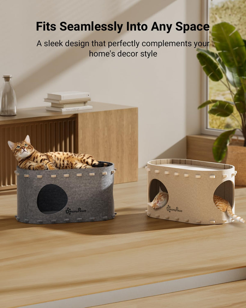 Cat House for Indoor Cats, Cat Bed Cave for Multiple & Large Cats Up to 22 Lbs, Scratch Resistant