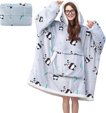 Wearable Blanket Hoodie for Adult, Oversized Hoodies Sweatshirt for Women Packable Blanket Cozy Sherpa Blanket with