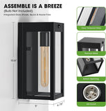 10.6" Small Motion Sensor Black Outdoor Wall Lights 2Pack, Dusk to Dawn Porch Lights Outdoor Wall Sconce with 3 Lighting Modes, Exterior Lighting Fixture Lanterns for House Garage, None-Bulb A123-B0F6X71X9B