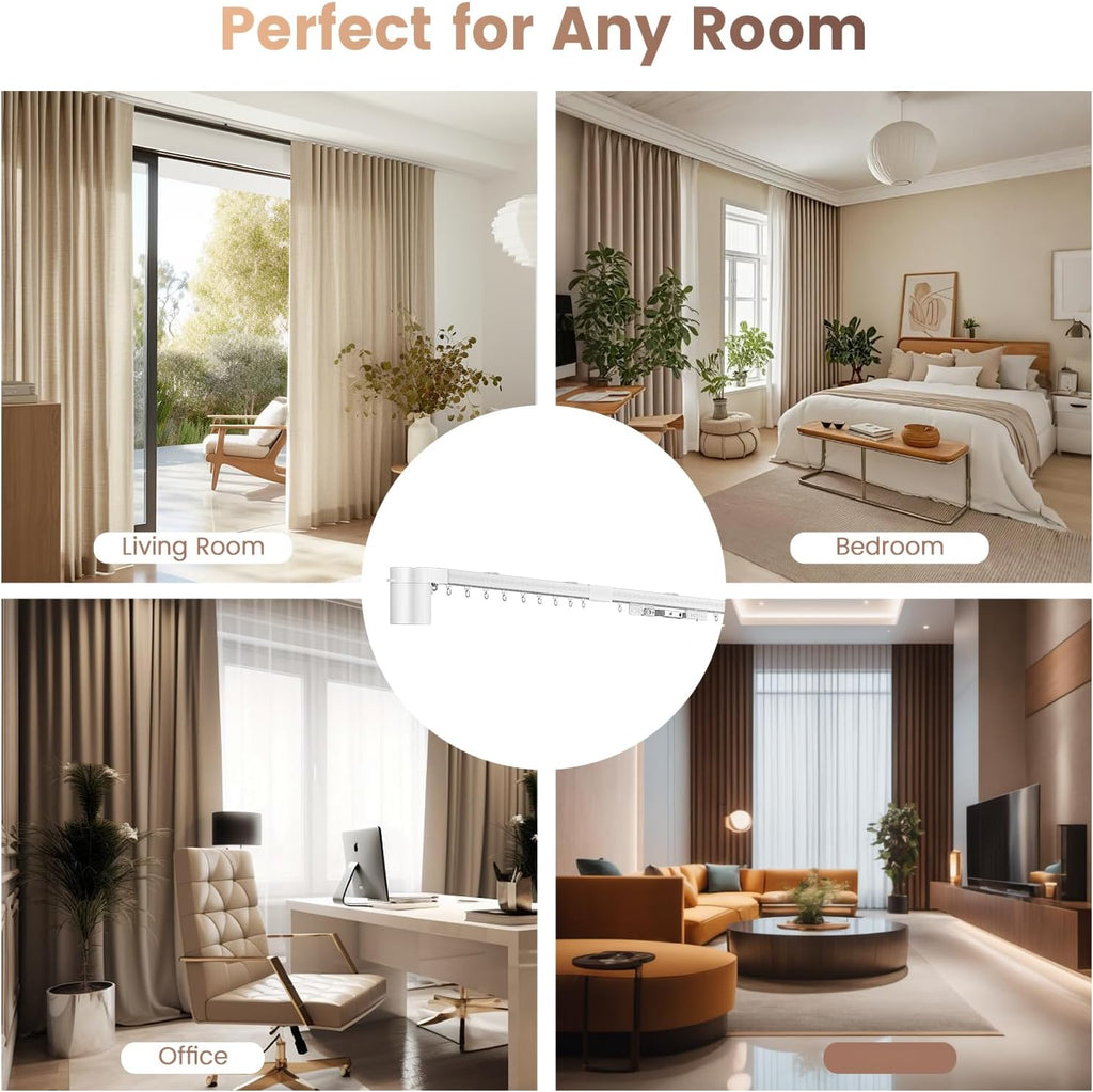 Smart Electric Curtain Track, 98.4" Motorized Curtain Rail with APP & Remote Control, Ultra Quiet Automatic Smart