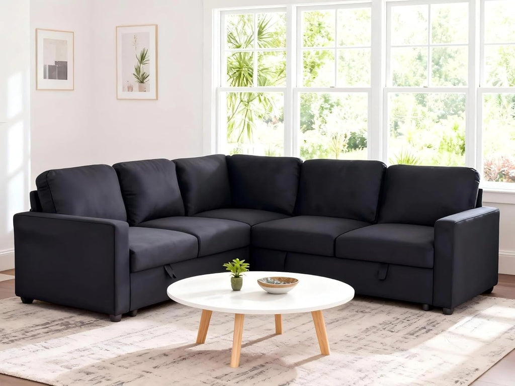 Sectional Sleeper Sofa with Pull Out Bed, L Shaped Pull Out Couch with Storage Chaise
