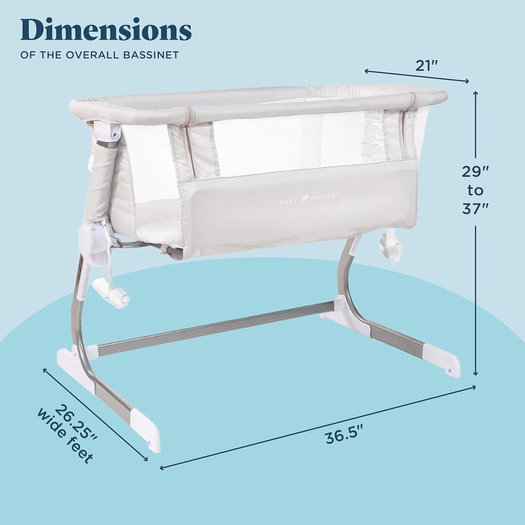 Beside Me Dreamer Bassinet | Bedside Sleeper | 7-Position Height Adjustment | Driftwood Grey