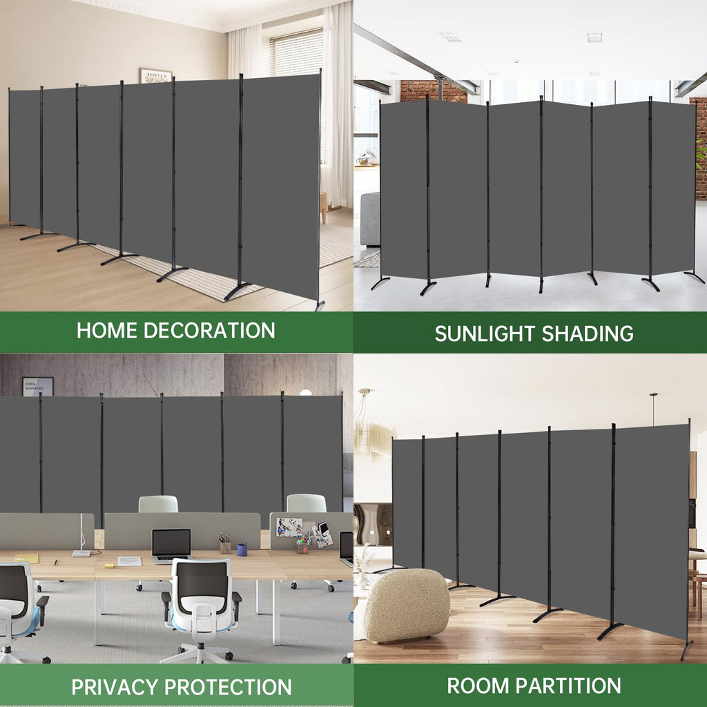 6 Panel Folding Room Divider, Sturdy Frame Freestanding Wall Divider