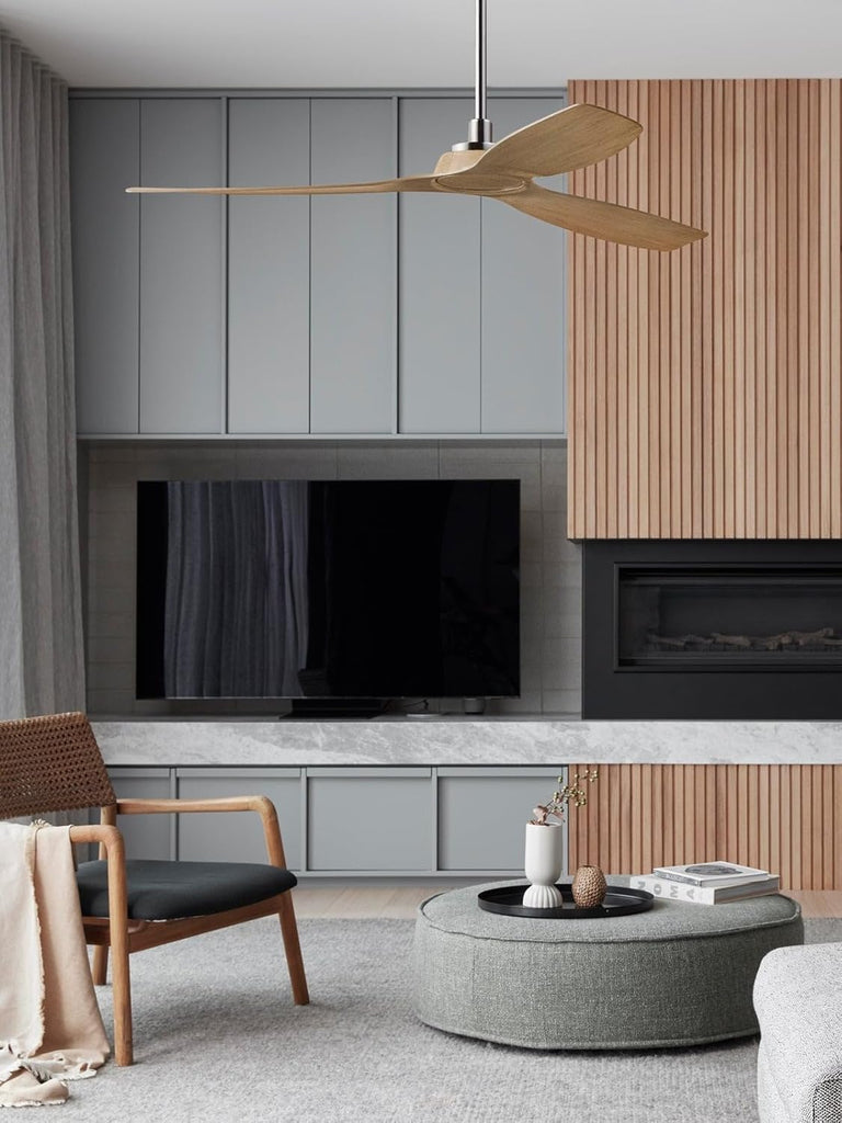 Moto Brushed Nickel and Teak 52-inch Ceiling Fan
