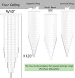 W40 x H120 Glam Chandelier with LED Bulbs Crystal Raindrop High Ceiling Pendant Light for Entrance Large Villa Chandelier Foyer Lighting Fixtures Silver A100-B0F5PPBHJ1