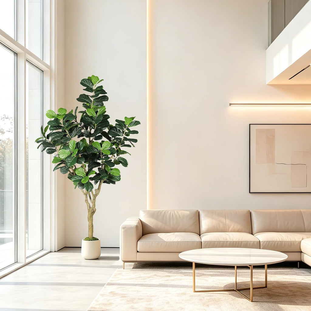 Fiddle Leaf Fig Tree 8ft for Faux Plants Indoor Home Green Decor