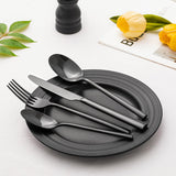 Black Silverware Set, 40-Piece Forged Flatware Set Cutlery Set Premium Stainless Steel, Service for 8