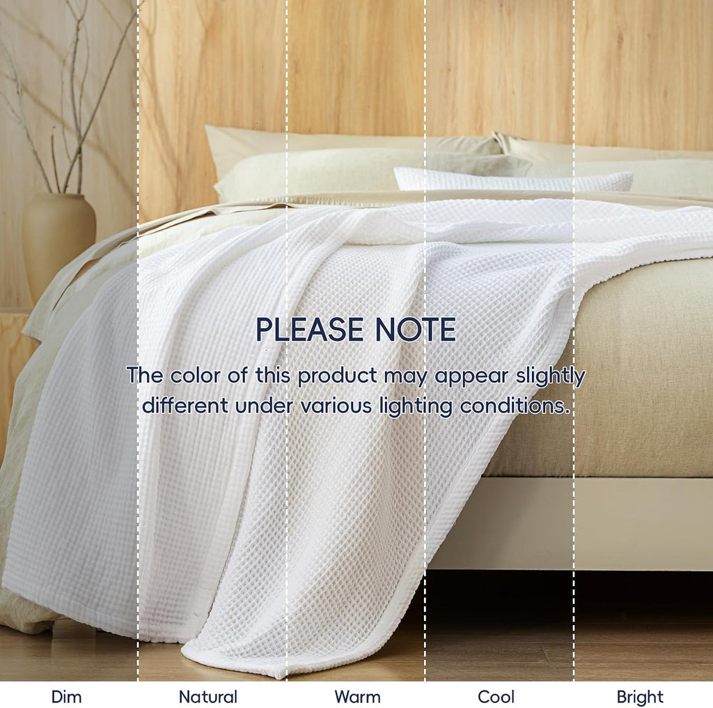 100% Cotton Waffle & Muslin Throw Blanket Large, Soft Breathable Luxury 400GSM Versatile Reversible Bedding, Great